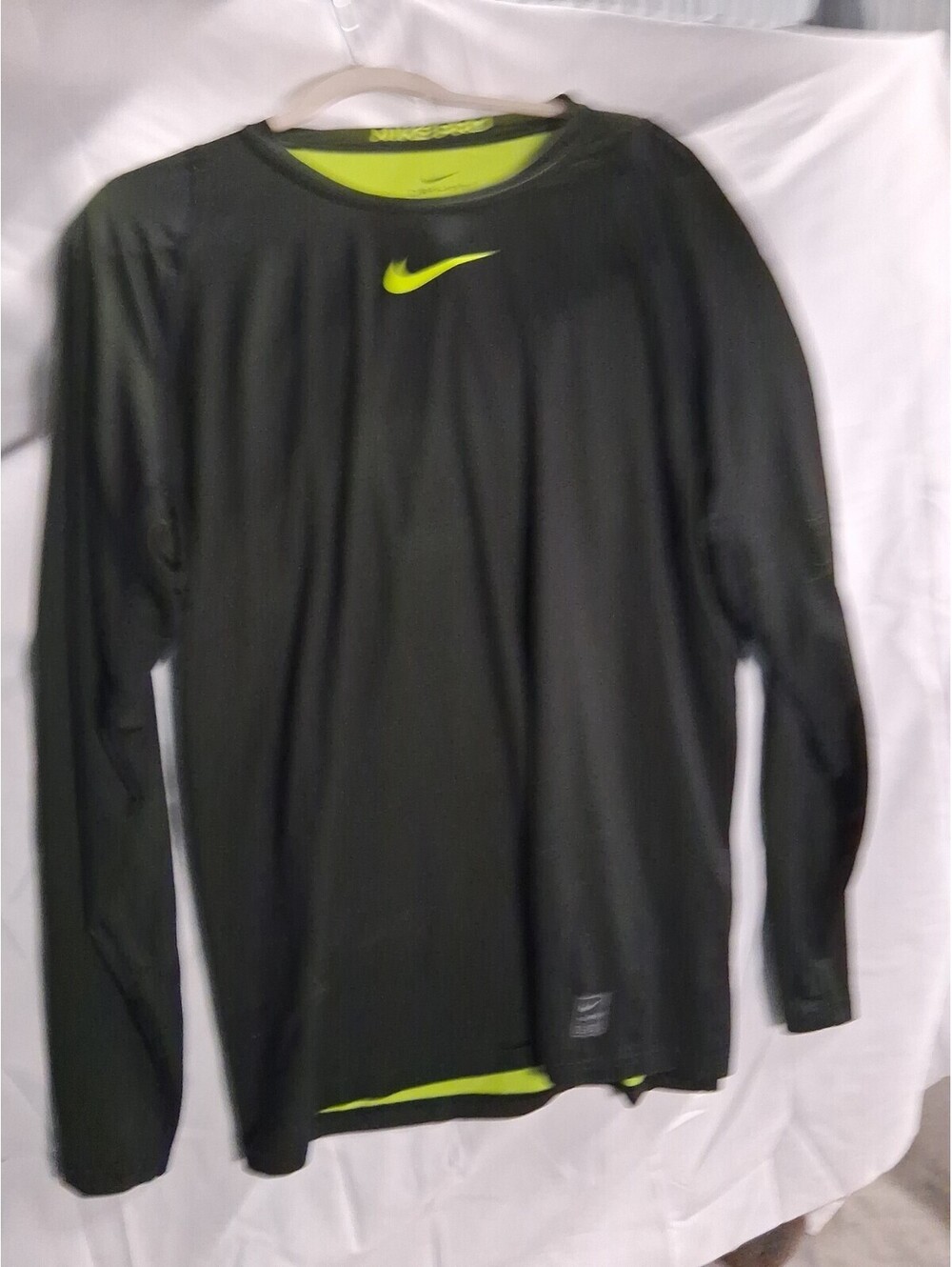 Nike Pro Dri-FIT Mens Fitted Long Sleeve Training Shirt Black Volt Large K2